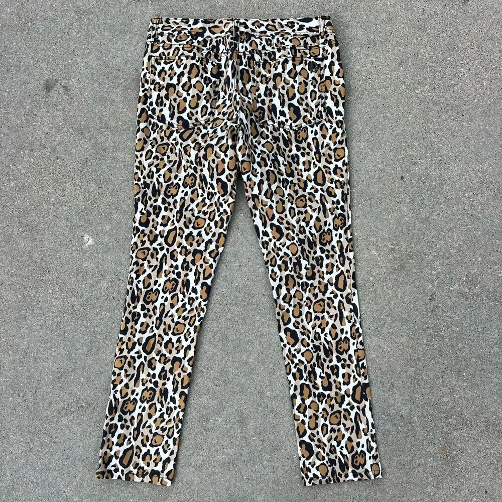 Tory Burch Leopard Cheetah Animal Print Low Rise Super Skinny Jeans Size 30